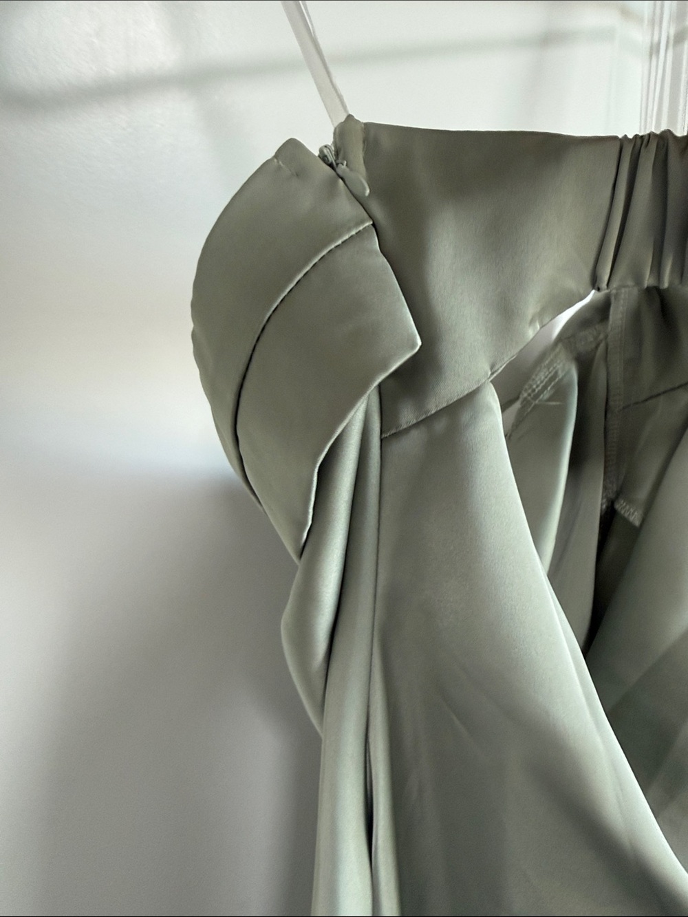 Strapless Dress Flowy XS Summer Evening Sage Green - Picture 6 of 7